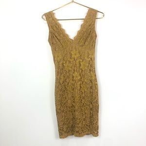 Akira Chicago Black Label Mustard Yellow Lace Dress